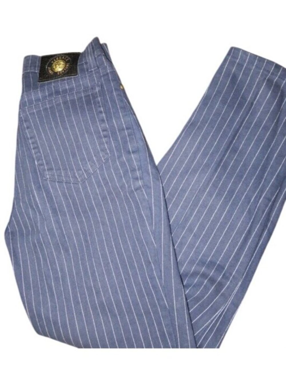 Versace Jeans Couture Straight Leg Blue Denim pinstriped jeans Pants 30 44 US 8?